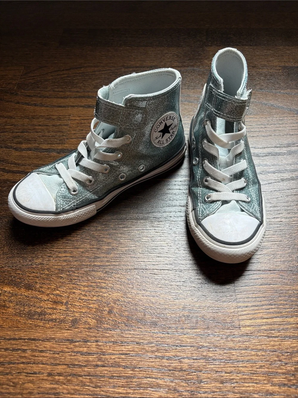 Converse Kids High Top Sneakers - Light Blue Glitter